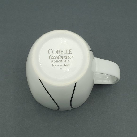 Corelle Coordinates Simple Lines Porcelain Mugs White Mugs Black Lines Circles - Picture 9 of 10
